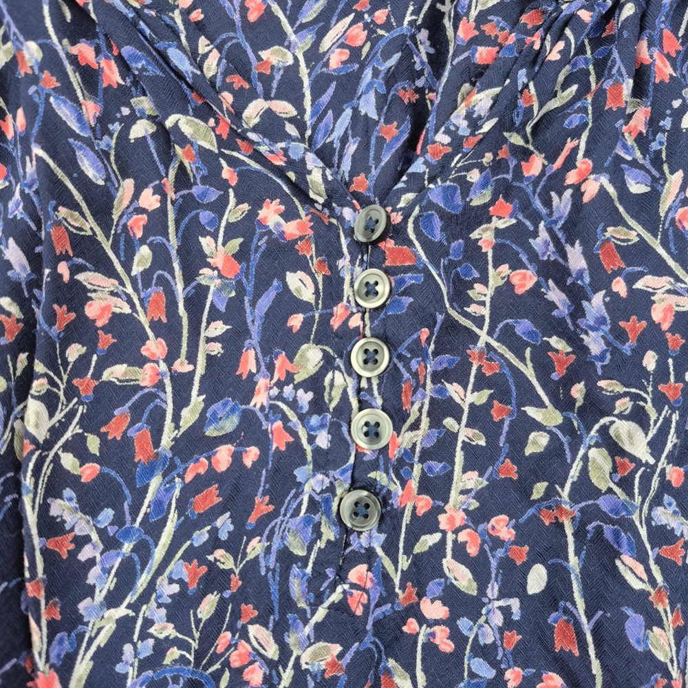 Caslon Blue Floral Print Long Sleeve Peasant Top Women's Size L Boho Romantic - Picture 6 of 10